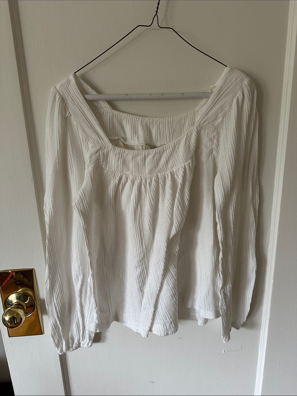 Lucky Brand White Textured Peasant Blouse